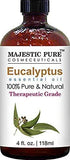 Majestic Pure Eucalyptus Essential Oil, Pure and Natural with Therapeutic Grade, Premium Quality Eucalyptus Oil, 4 Ounces