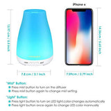 URPOWER 2nd Version Essential Oil Diffuser Aroma Essential Oil Cool Mist Humidifier with Adjustable Mist Mode,Waterless Auto Shut-Off and 7 Color LED Lights Changing for Home (White)