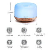 ASAKUKI 500ml Premium, Essential Oil Diffuser, 5 in 1 Ultrasonic Aromatherapy Fragrant Oil Vaporizer Humidifier, Timer and Auto-Off Safety Switch, 7 LED Light Colors