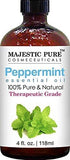 Majestic Pure Peppermint Essential Oil, Pure and Natural, Therapeutic Grade Peppermint Oil, 4 fl. oz.