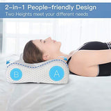 Mkicesky Neck Support Memory Foam Cervical Pillow, Side Sleeper Contour Pillow Relief Neck & Shoulder Pain for Side/Back/Stomach Sleeper, Orthopedic Bed Pillow - Lady Size