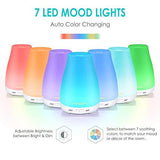 URPOWER 2nd Version Essential Oil Diffuser Aroma Essential Oil Cool Mist Humidifier with Adjustable Mist Mode,Waterless Auto Shut-Off and 7 Color LED Lights Changing for Home (White)