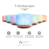 ASAKUKI 500ml Premium, Essential Oil Diffuser, 5 in 1 Ultrasonic Aromatherapy Fragrant Oil Vaporizer Humidifier, Timer and Auto-Off Safety Switch, 7 LED Light Colors