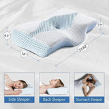 Mkicesky Side Sleeper Contour Memory Foam Pillow, Orthopedic Sleeping Pillow, Ergonomic Cervical Pillow for Neck Pain with Washable Hypoallergenic Pillowcase for Back, Stomach Sleepers (Queen Size)