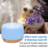 COSSCCI Aromatherapy Essential Oil Diffuser Humidifier, 500ML Ultrasonic Cool Air Mist Humidifier with Remote Control, Auto Shut-Off, Timers Setting for Baby Bedroom Home Office Large Room