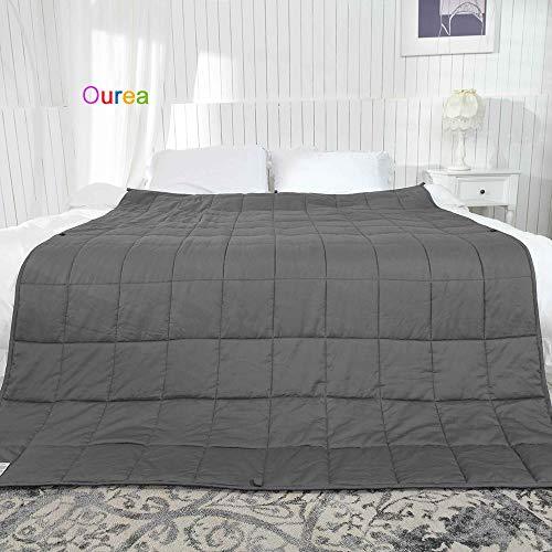 Ourea Adult Weighted Blankets (20 lbs, 60” x 80”, Queen Size) Heavy Blanket, Breathable Cotton with Glass Beads