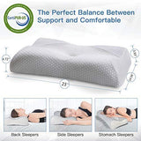 Mkicesky Side Sleeper Contour Memory Foam Pillow, Orthopedic Sleeping Pillow, Ergonomic Cervical Pillow for Neck Pain with Washable Hypoallergenic Pillowcase for Back, Stomach Sleepers (Queen Size)