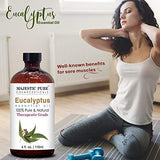 Majestic Pure Eucalyptus Essential Oil, Pure and Natural with Therapeutic Grade, Premium Quality Eucalyptus Oil, 4 Ounces