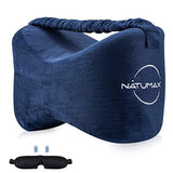 NATUMAX Knee Pillow for Side Sleepers - Sciatica Pain Relief - Back Pain, Leg Pain, Pregnancy, Hip and Joint Pain Memory Foam Leg Pillow + Free Sleep Mask and Ear Plugs