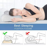 Mkicesky Side Sleeper Contour Memory Foam Pillow, Orthopedic Sleeping Pillow, Ergonomic Cervical Pillow for Neck Pain with Washable Hypoallergenic Pillowcase for Back, Stomach Sleepers (Queen Size)