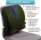 Back Support for Office Chair - Memory Foam Lumbar Pillow - Perfect Cushion for Wheelchair, Car, Computer and Desk Seat