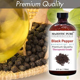 Majestic Pure Black Pepper Essential Oil, Pure and Natural with Therapeutic Grade, Premium Quality Black Pepper Oil, 4 fl. oz.