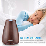 URPOWER 2nd Version Essential Oil Diffuser Aroma Essential Oil Cool Mist Humidifier with Adjustable Mist Mode,Waterless Auto Shut-Off and 7 Color LED Lights Changing for Home (White)