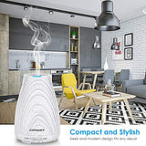 URPOWER 2nd Version Essential Oil Diffuser Aroma Essential Oil Cool Mist Humidifier with Adjustable Mist Mode,Waterless Auto Shut-Off and 7 Color LED Lights Changing for Home (White)