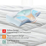 Mkicesky Neck Support Memory Foam Cervical Pillow, Side Sleeper Contour Pillow Relief Neck & Shoulder Pain for Side/Back/Stomach Sleeper, Orthopedic Bed Pillow - Lady Size