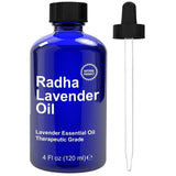 Radha Beauty Lavender Essential Oil 4 oz. - 100% Natural & Therapeutic Grade, Steam Distilled for Aromatherapy, Relaxation, Sleep, Laundry, Stress & Anxiety Relief, Meditation, Massage, Headaches