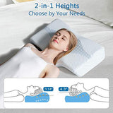 Mkicesky Side Sleeper Contour Memory Foam Pillow, Orthopedic Sleeping Pillow, Ergonomic Cervical Pillow for Neck Pain with Washable Hypoallergenic Pillowcase for Back, Stomach Sleepers (Queen Size)