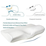 EPABO Contour Memory Foam Pillow Orthopedic Sleeping Pillows, Ergonomic Cervical Pillow for Neck Pain - for Side Sleepers, Back and Stomach Sleepers, Free Pillowcase Included (Firm & Queen Size)