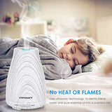 URPOWER 2nd Version Essential Oil Diffuser Aroma Essential Oil Cool Mist Humidifier with Adjustable Mist Mode,Waterless Auto Shut-Off and 7 Color LED Lights Changing for Home (White)