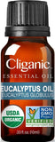 Cliganic USDA Organic Eucalyptus Essential Oil, 100% Pure | Natural Aromatherapy Oil for Diffuser/Humidifier, Steam Distilled (10ml) | 100% Satisfaction Guarantee