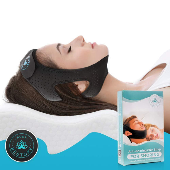 Anti Snoring Chin Strap Devices - Premium Quality, Breathable & Comfortable Material, Snore Stopper, Non-Itchy, Adjustable for All Sizes - Better Sleep Aid for Men and Women - BodyRestore