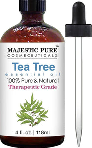 MAJESTIC PURE Tea Tree Oil - Pure and Natural Therapeutic Grade Tea Tree Essential Oil - Melaleuca Alternifolia - 4 fl oz