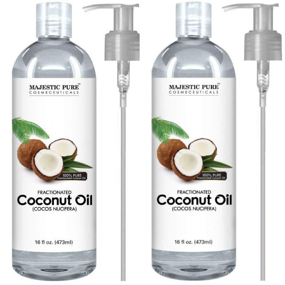 Majestic Pure Fractionated Coconut Oil, For Aromatherapy Relaxing Massage, Carrier Oil for Diluting Essential Oils, Hair & Skin Care Benefits, Moisturizer & Softener - 16 Ounces