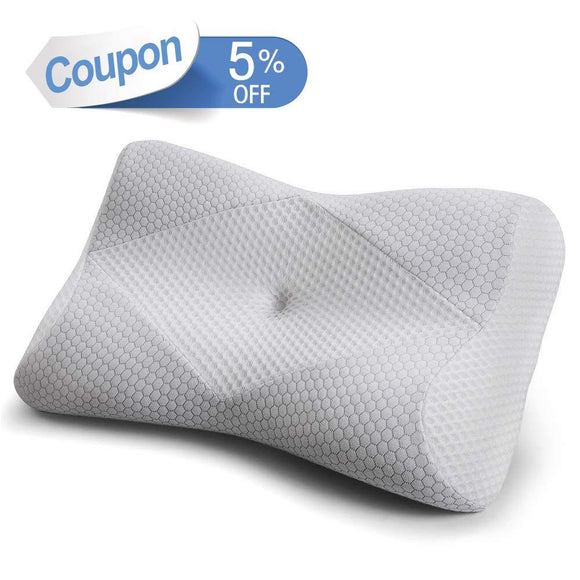 Mkicesky Side Sleeper Contour Memory Foam Pillow, Orthopedic Sleeping Pillow, Ergonomic Cervical Pillow for Neck Pain with Washable Hypoallergenic Pillowcase for Back, Stomach Sleepers (Queen Size)