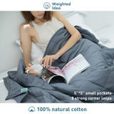 Weighted Idea Adult Weighted Blanket 15 lbs Queen Size (60''x80'', 100% Natural Cotton, Grey)