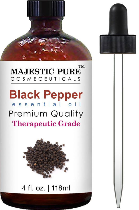 Majestic Pure Black Pepper Essential Oil, Pure and Natural with Therapeutic Grade, Premium Quality Black Pepper Oil, 4 fl. oz.