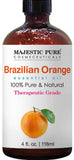 Majestic Pure Brazilian Orange Essential Oil, Pure and Natural with Therapeutic Grade, Premium Quality Brazilian Orange Oil, 4 fl. oz