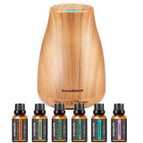 InnoGear Upgraded 150ml Aromatherapy Diffuser with 6 Bottles 100% Pure Essential Oils, Gift Set Aroma Cool Mist Humidifier with 7 Color LED Lights Changing for Home Office Bedroom Room