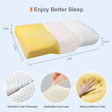 Wonwo [Updated] Memory Foam Pillow, Adjustable Orthopedic Contour Cervical Sleeping Pillow for Neck Pain, Bed Pillow for Side Sleepers, Back and Stomach Sleepers with Washable Breathable Cover