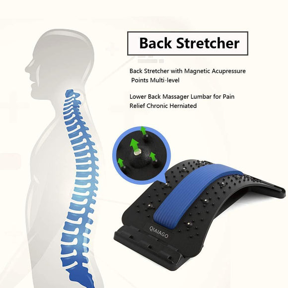 Lower Back Stretcher with Magnetic Acupressure Points Multi-Level Back Massager Lumbar for Pain Relief Chronic Herniated Disc Sciatica Scoliosis Spinal Back Stretcher for Relieve Back Pain