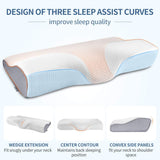 Villsure Cervical Memory Foam Pillow, Contour Neck Pillow Orthopedic Pillow for Neck Pain, Ergonomic Sleeping Pillows for Side, Back and Stomach Sleepers with Extra Premium Pillowcase