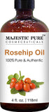 Majestic Pure Rosehip Oil for Face, Nails, Hair and Skin, Pure & Natural, Cold Pressed Premium Rose Hip Seed Oil, 4 oz