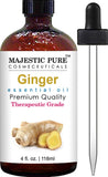 Majestic Pure Ginger Root Essential Oil, Pure and Natural with Therapeutic Grade, Premium Quality Ginger Root Oil, 4 fl. oz.