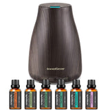 InnoGear Upgraded 150ml Aromatherapy Diffuser with 6 Bottles 100% Pure Essential Oils, Gift Set Aroma Cool Mist Humidifier with 7 Color LED Lights Changing for Home Office Bedroom Room