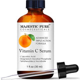 MAJESTIC PURE Vitamin C Serum for Face - Topical Antioxidant Facial Serum with L - ascorbic Acid - Promotes Natural Skin Care and Anti Aging - Fights Acne, Age Spots and HyperPigmentation - 1 fl. oz