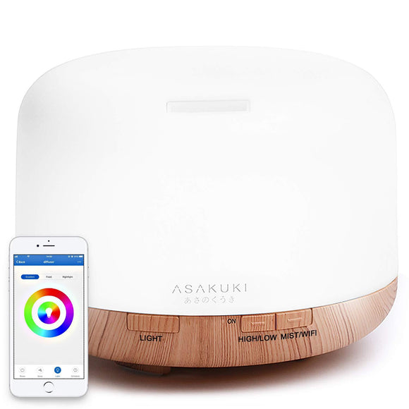 ASAKUKI Smart Wi-Fi Essential Oil Diffuser, App Control Compatible with Alexa, 2020 UPGRADE Design 500ml Aromatherapy Humidifier for Relaxing Atmosphere in Bedroom and Office-Better Sleeping&Breathing