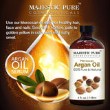 Majestic Pure Moroccan Argan Oil for Hair, Face, Nails, Beard & Cuticles - for Men and Women - Pure & Natural, 4 fl. oz.