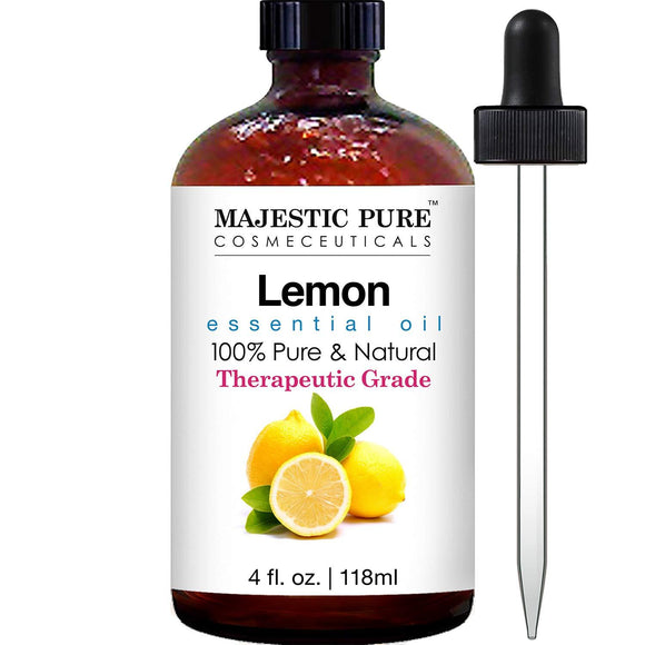 Majestic Pure Lemon Oil, Therapeutic Grade, Premium Quality Lemon Oil, 4 Ounces