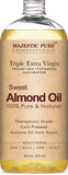 Majestic Pure Sweet Almond Oil, Super Triple A Grade Quality, Pure and Natural from Spain, Cold Pressed, 16 fl oz.