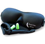 Sleep Mask by Bedtime Bliss - Contoured & Comfortable With Moldex Ear Plug Set. Includes Carry Pouch for Eye Mask and Ear Plugs - Great for Travel, Shift Work & Meditation (Black)