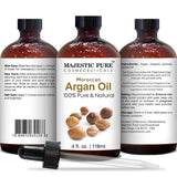 Majestic Pure Moroccan Argan Oil for Hair, Face, Nails, Beard & Cuticles - for Men and Women - Pure & Natural, 4 fl. oz.