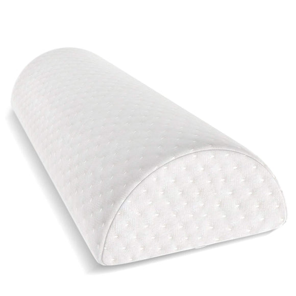 Half Moon Bolster Pillow - Knee Pillow for Back Pain Relief - Best Support for Sleeping on Side, Stomach or Back - 100% Memory Foam Semi Roll Leg Pillow with Washable Cover (XL, White)