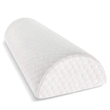 Half Moon Bolster Pillow - Knee Pillow for Back Pain Relief - Best Support for Sleeping on Side, Stomach or Back - 100% Memory Foam Semi Roll Leg Pillow with Washable Cover (XL, White)