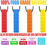 Sensory Chew Necklace Set, (8 Pack) Made from Food Grade Silicone Safety for Kids Teething, Silicone Chewy Sticks for Autistic, ADHD, Oral Motor Boys and Girls Children-Blue,Red,Yellow,Orange