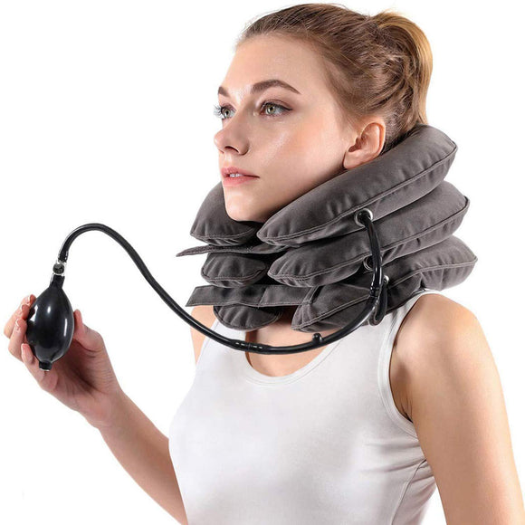 Inflatable Cervical Neck Traction Device & Collar Brace by Siwei for Instant Neck Pain Relief [FDA Approved] - Adjustable Neck Stretcher Cervical Traction Collar for Home Traction Decompression