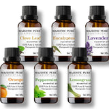 MAJESTIC PURE Aromatherapy Essential Oils Set, Includes Lavender, Peppermint, Lemongrass, Orange, Eucalyptus & Clove Oils - Pack of 6-10 ml each